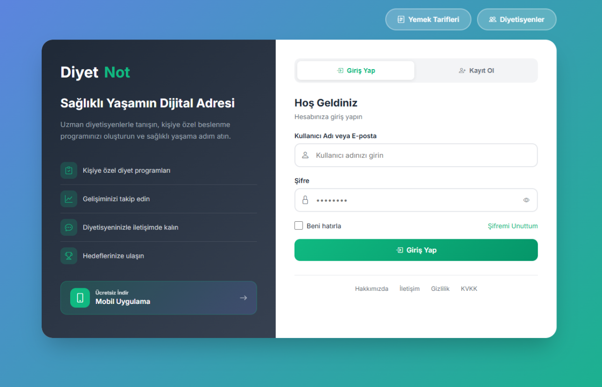 Diyetisyen Danışan Uygulaması